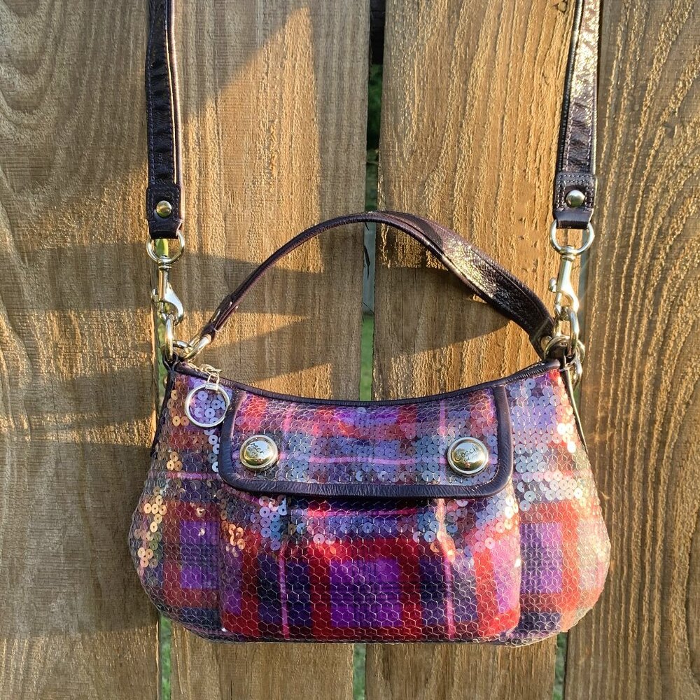 COACH POPPY SEQUIN TARTAN GROOVY BAG MULTI COLOR - Picture 6 of 16